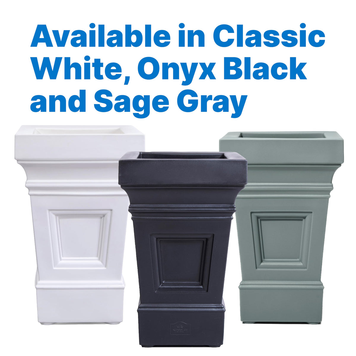Step2 Atherton Square Planter, Large Planters for Outdoor Plants, Gardening and Flower Pot for Patio or Porch, Efficient Drainage, Durable Plastic, Onyx Black, 2-Pack