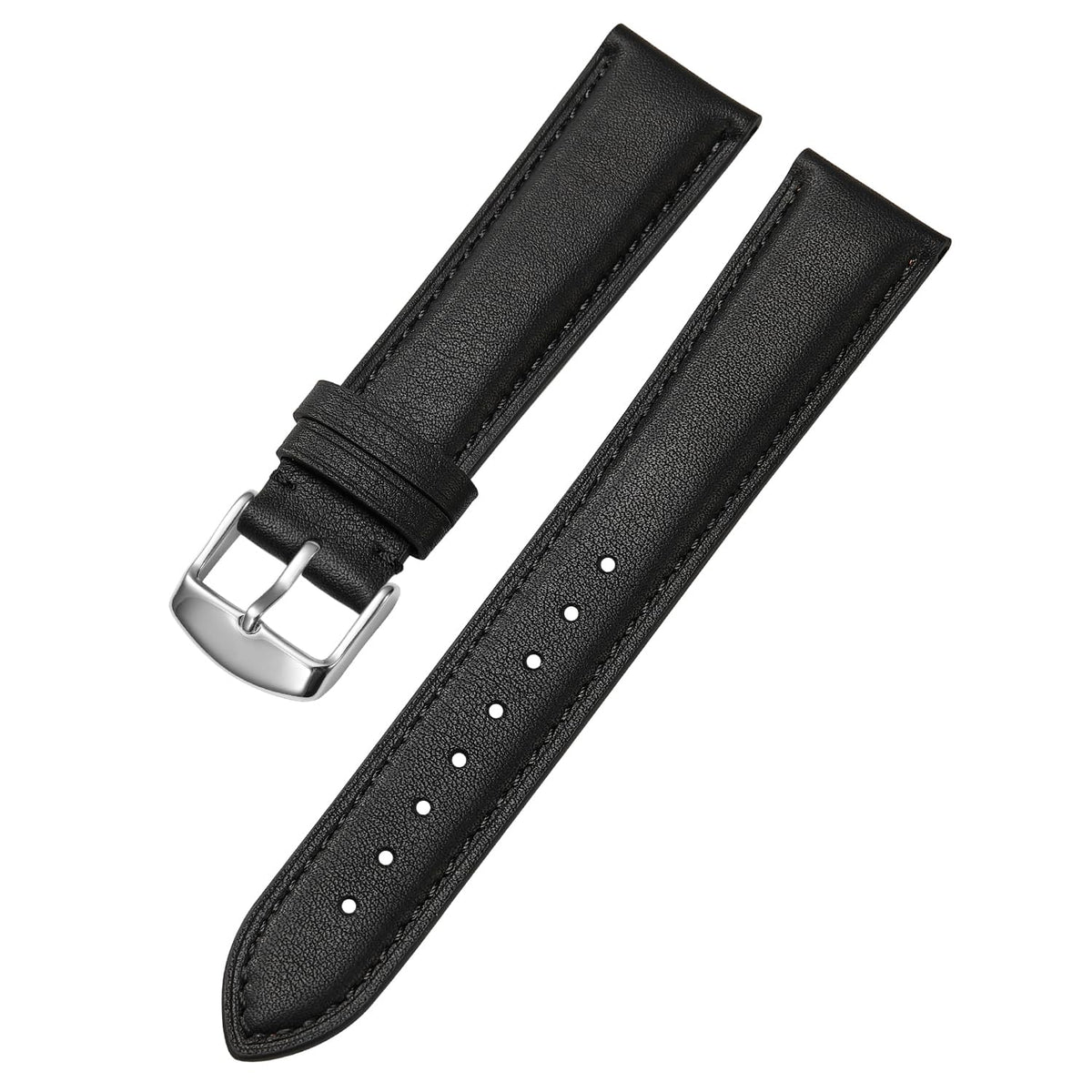 Afany Leather Watch Band 22mm for Men and Women, Quick Release Watch Strap, Black Replacement Watchband