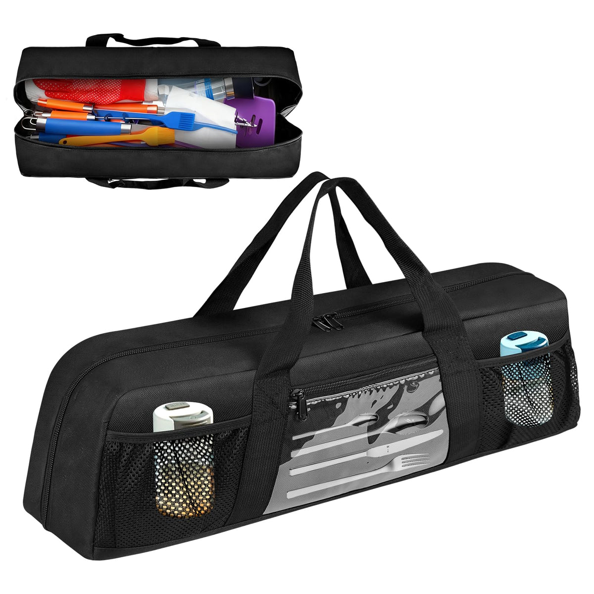 Boczif Grill Utensil Storage Bag, BBQ Tool Organized Bags, Barbecue Hardware Grill Accessories Carry Bag, Picnic Cooking Tools Holder Pouch for Camping, Outdoor BBQ