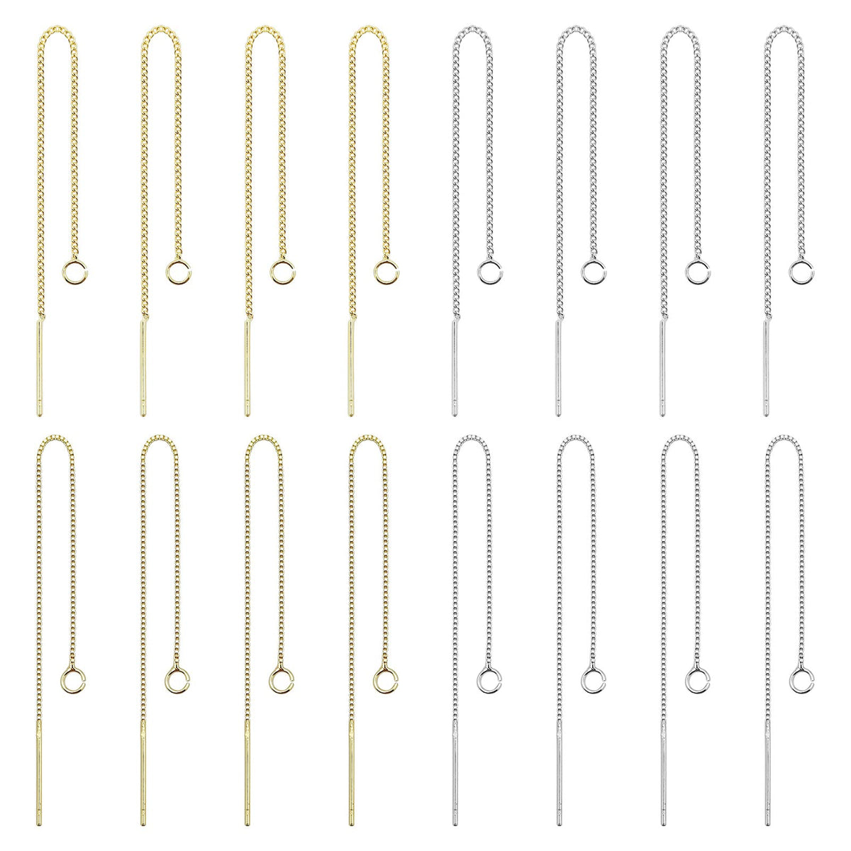 24pcs 8.5cm Ear Threads Long String Ear Threads Hypoallergenic Ears Thread Earring with Loop Drop Earrings Tassel Chain Earrings for Earring Making DIY Jewelry Craft(2 Styles,2 Colors)