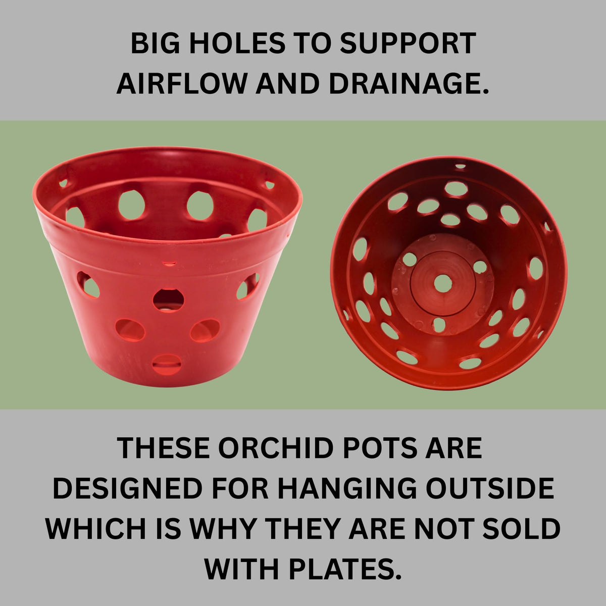 DESQUIGGLE Set of 8 Strong Thick Plastic Hanging Orchid Pots with Holes and Hangers. 2 Each of 9 Inches Wide, 7.5 Inches, 6.5 Inches, 5.5 Inches, Orchid Pots for Repotting, Orchid Planters
