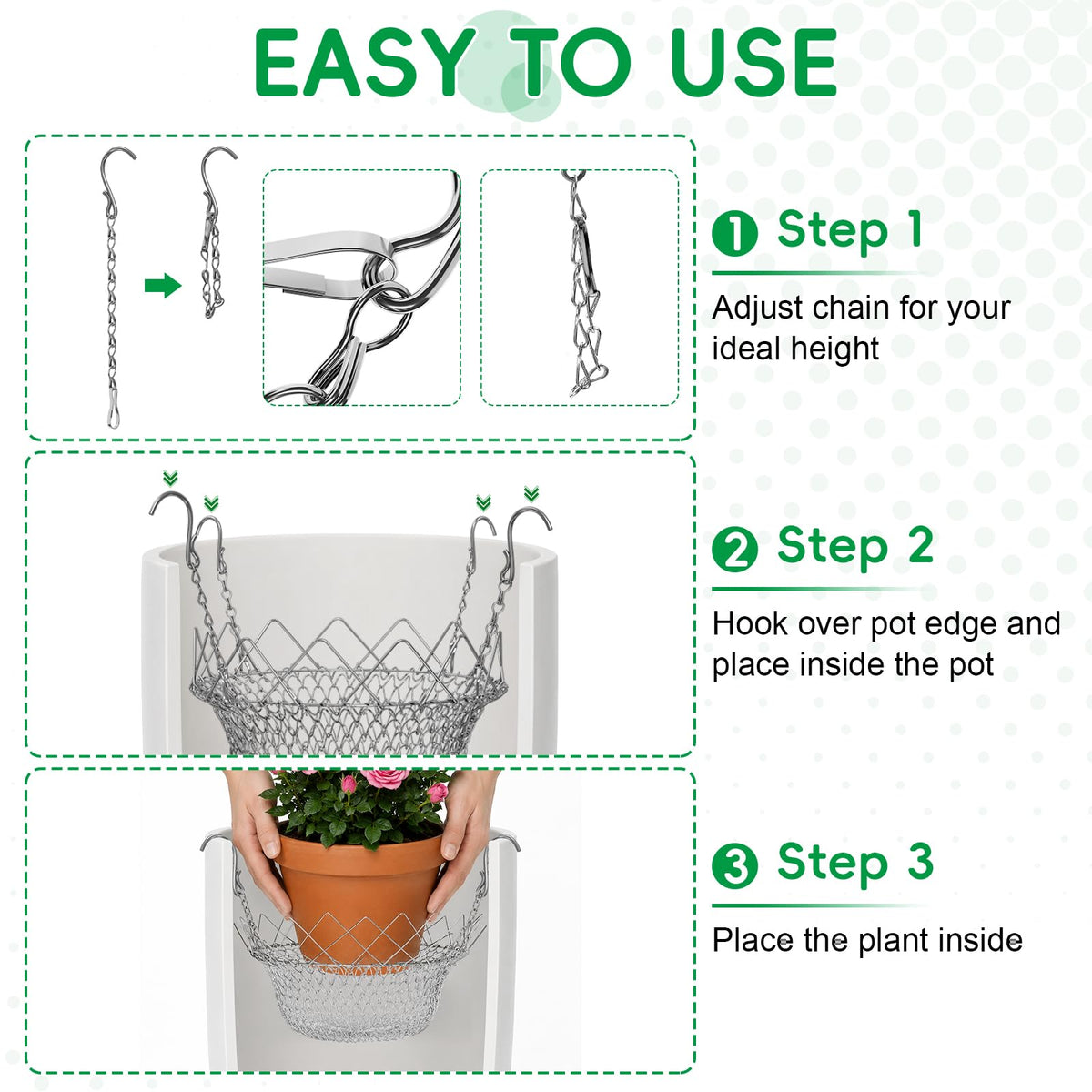 Axcoix 2 Pack Adjustable Height Plant Risers for Inside Pots, Rustproof Stainless Steel Planter Inserts for Large Tall Pots Opening 12-18 Inches Wide, Planter Lift Insert for Indoor Outdoor Planters
