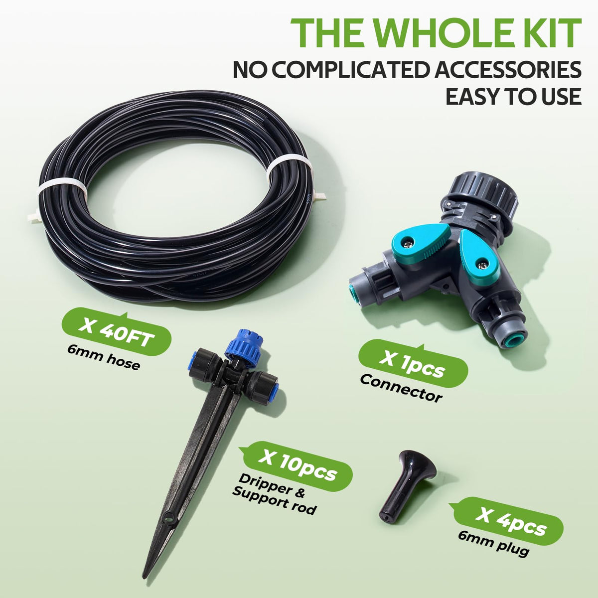HIRALIY 40ft Push-to-Connect Drip Irrigation Kit, Adjustable Plant Watering System, for Garden Raised Bed Saving Water Automatic Irrigation Equipment with Drip Emitters, Tubing, Connectors