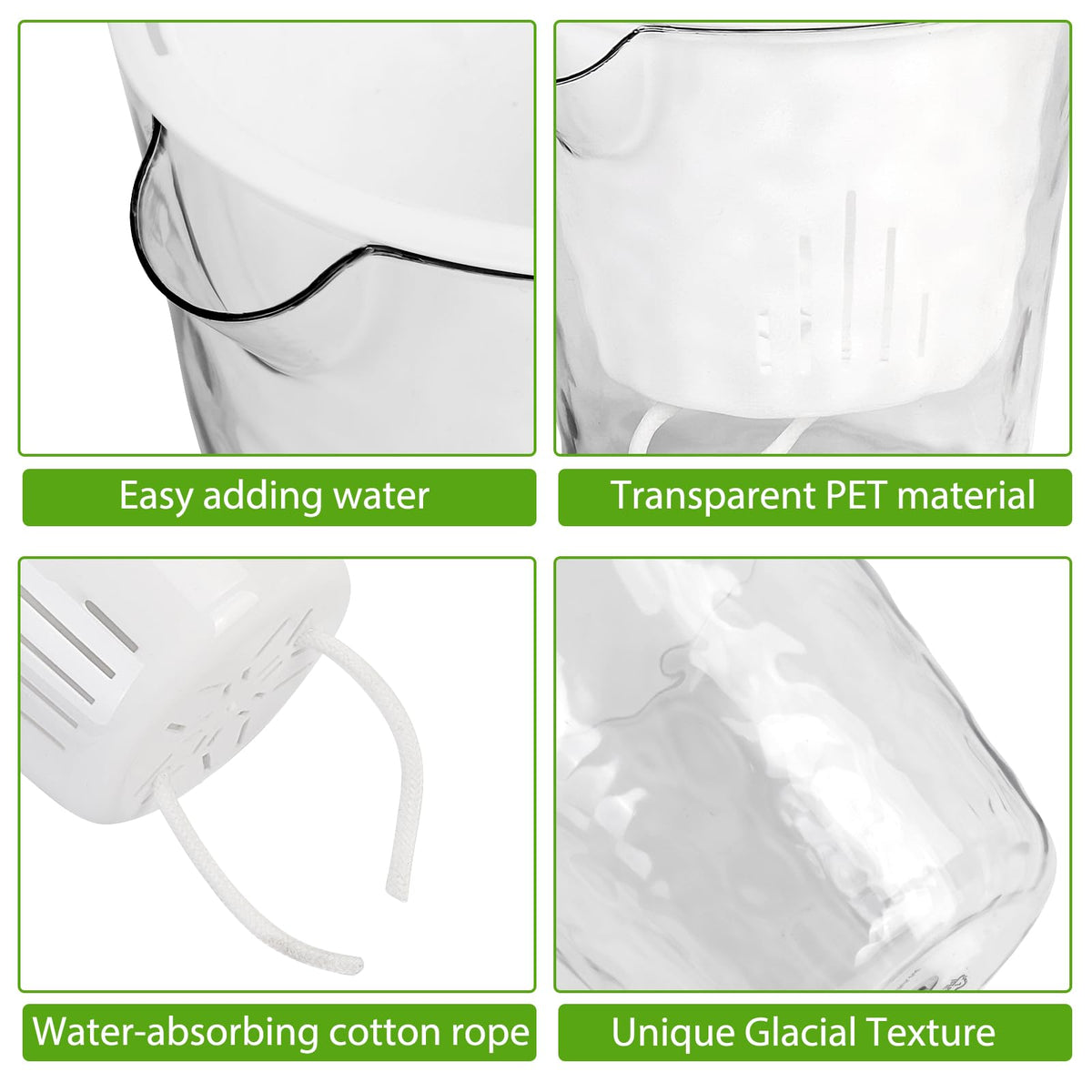 OFFKITSLY 4 Pack Self Watering Plant Pot, 6/4 Inch Plastic Self Watering Pots for Indoor Plants African Violet Pots Easy Plant Self Watering Pot with Wick Rope for Plants Flowers