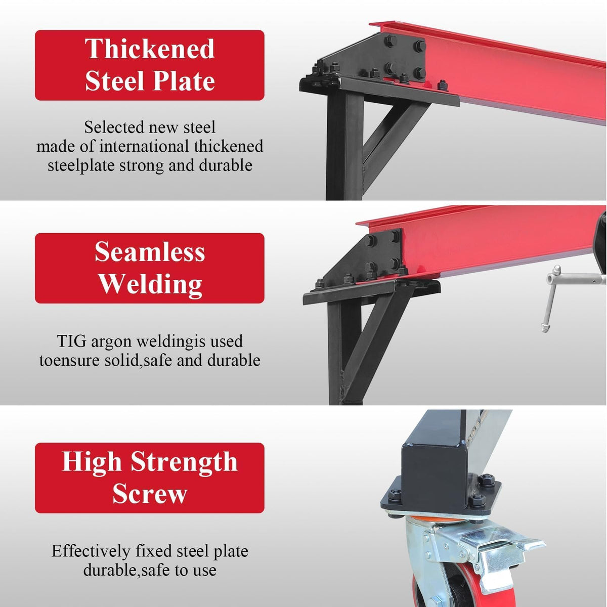 1 Ton Gantry Crane Compatible with Chain Hoist, 8-12 FT Adjustable Height 2200 LBS Shop Crane with Locking Casters, Shop Lift Hoist for Garage, Workshop, Warehouse