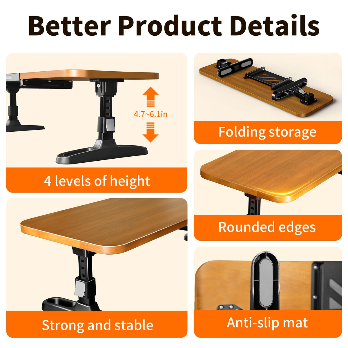 NIFBANG Wooden Monitor Stand Riser for Desk,Adjustable Height Monitor Shelf Riser with Phone Holder,Desk Storage Organizer Accessories,Wood Computer Screen Stands for Office,Home,Laptop,Printer,TV