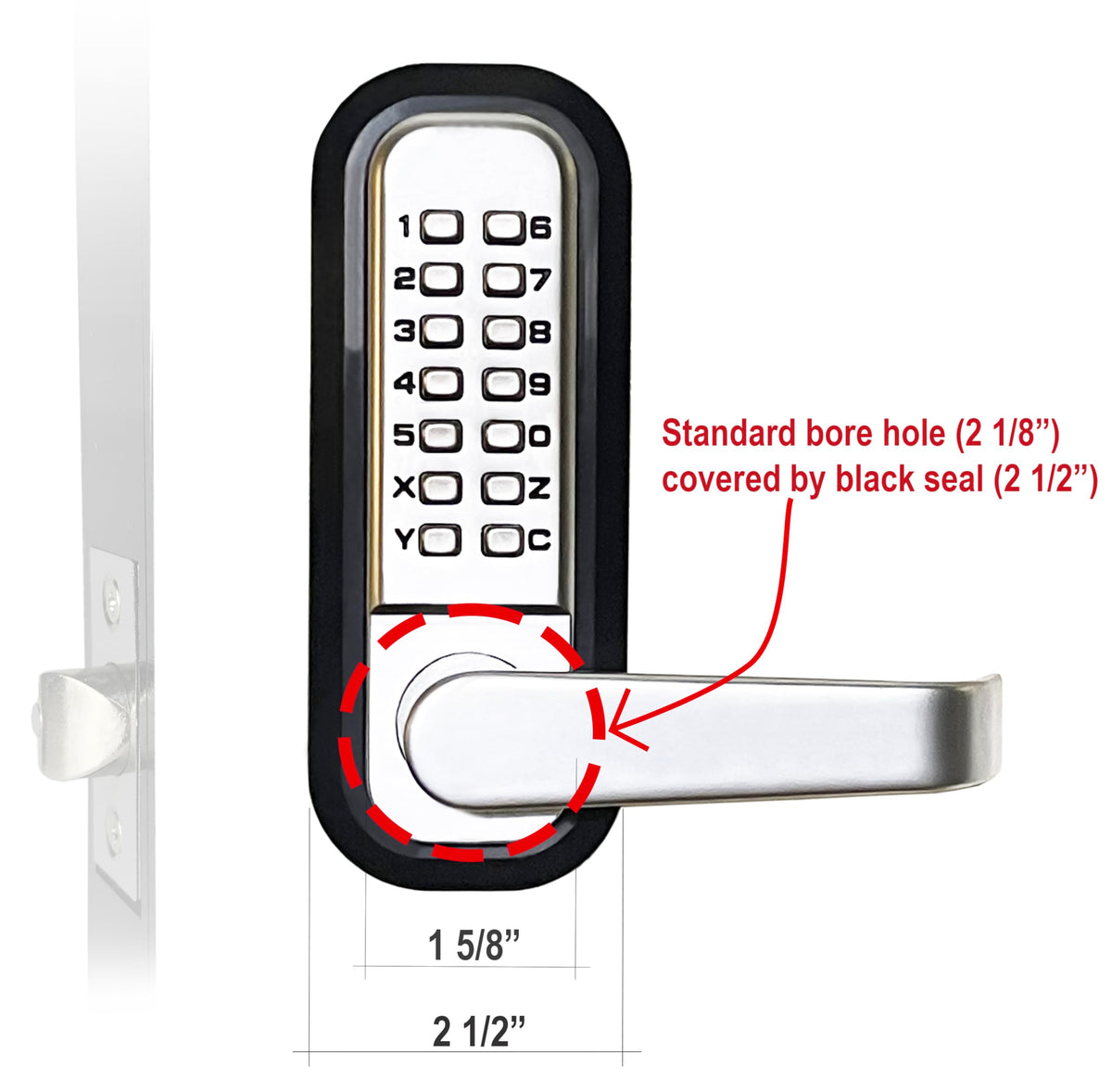 JOUNJIP Double-Sided Mechanical Keyless Combination Lever Handle Door Lock - [Square Spindle] Easier Install - (Satin Chrome) 2024 Upgrade Version