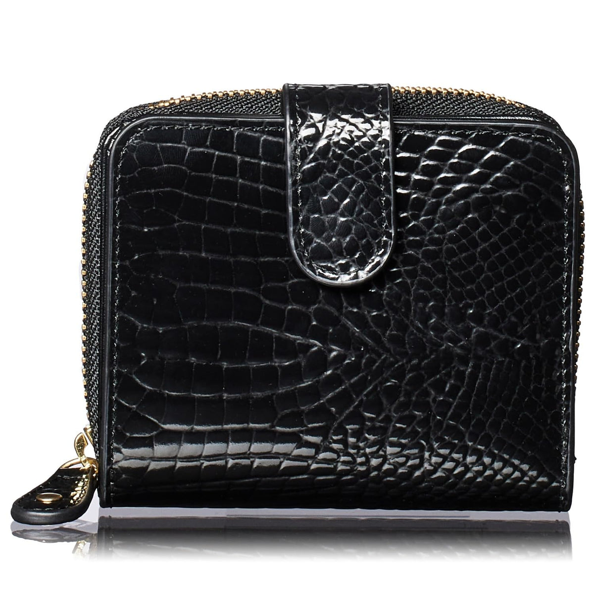 VOICE Align mini type Bi-Fold Wallet wallet Leather made by TUSCANIA in Italy Cowhide ART.GRETA Women's Elegant, easy-to-use and beautiful In gift box(Black)