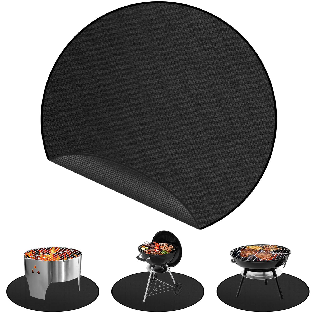 Funshot Round Fire Pit Mat 36 Inch, Fireproof Deck Protector, Heat Resistant Waterproof Pad for Patio, Lawn & Outdoor Fire Pit