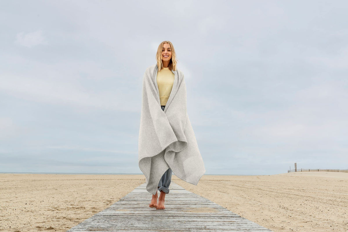 MV Sport Lightweight Sweatshirt Blanket Throw – Warm & Cozy, Breathable Oversized Fleece Knit, Couch, Bed, Travel, Cold Nights, and Outdoors – Soft Light Weight Blanket 54" x 84" Oatmeal