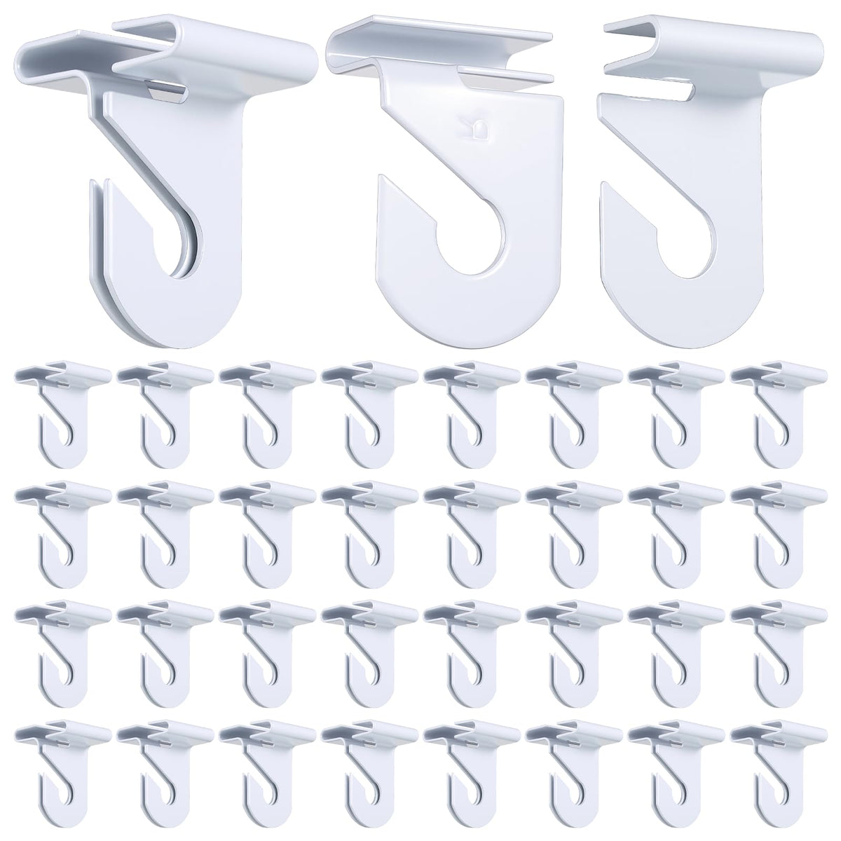 SHENLIU 100 Pair Drop Ceiling Hooks for Classrooms, White Heavy Duty Metal T-Bar Hooks Suspended Ceiling Tile Hook Clips Hold up to 20 Lbs for Home School Grid Office Plants Decorations
