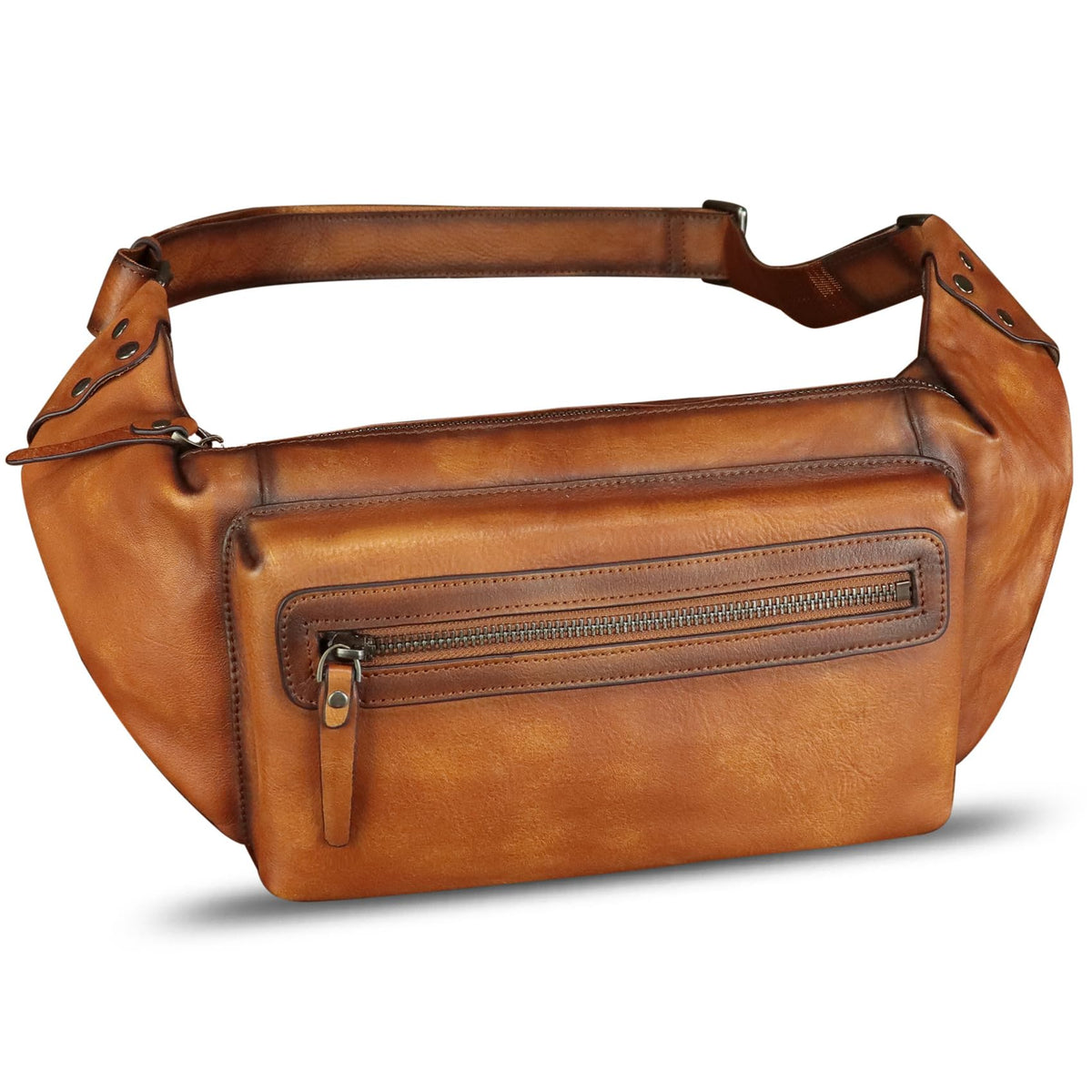 Genuine Leather Fanny Pack for Men and Women - Waist Bag, Hip Bag and Chest Purses (Brown)