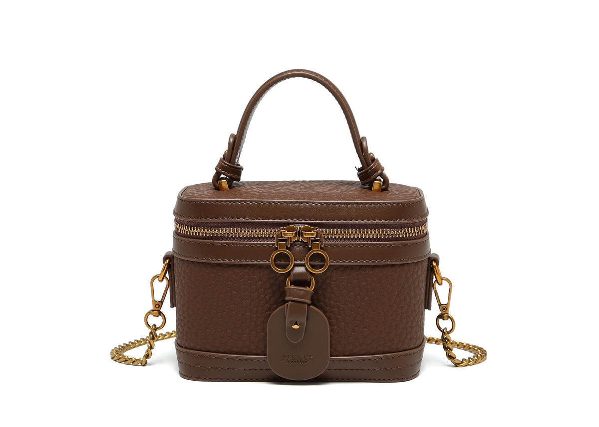 RTPRTP Small Crossbody Bag for Women, Mini Shoulder Handbag with Chain Strap, Brown Fashion Purse for Travel and Daily Use