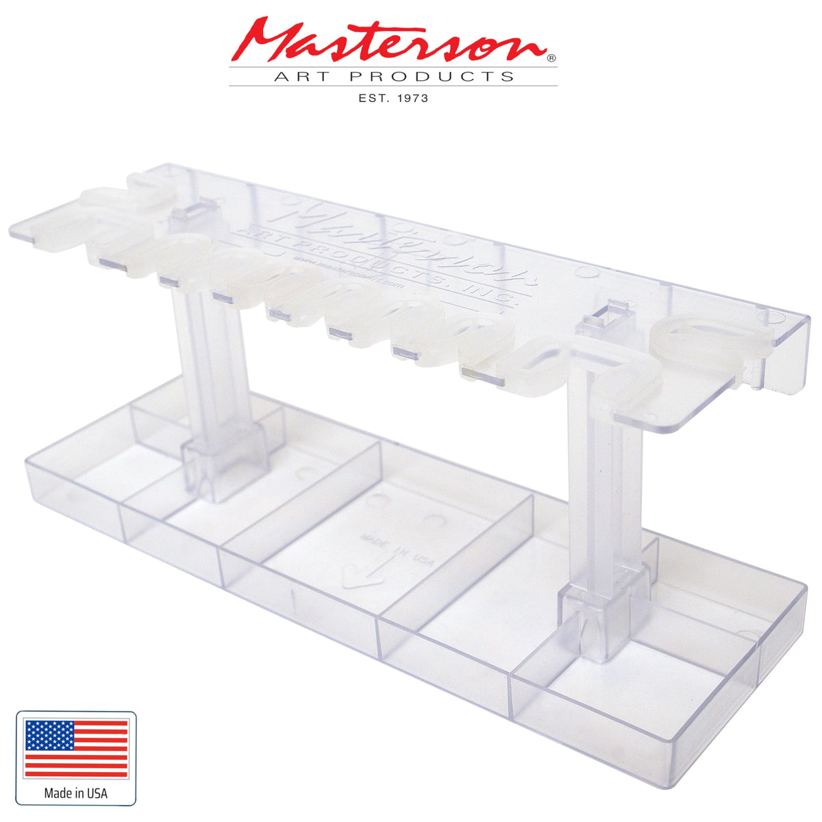 Masterson Sta-New Brush Holder, for Artist Paint Brush Drying, Storage, Organizing and Protection, Holds 10 Art Brushes Bristles Pointing Down, Fine Art, Studio, Classroom, Desktop, Made in USA