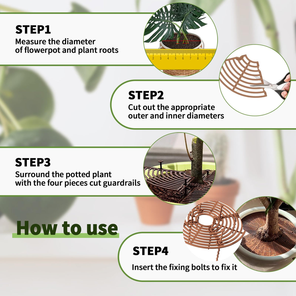 Fkereg 20.5 Inch Large Round Plant Pot Grid Cover, Cuttable Flower Pot Soil Covers Protectors from Animals, Dog Cat Digging Stopper with Deep Stakes for Indoor Outdoor Gardening (Coffee)