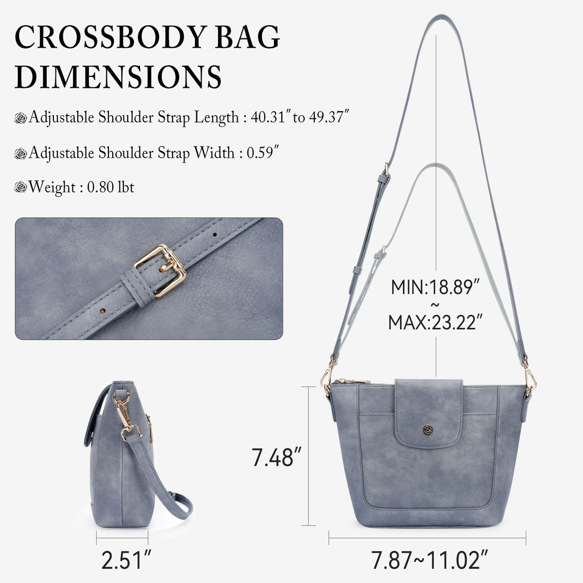 VIMUTI Small Crossbody Bags for Women Vegan Leather Crossbody Purse with Adjustable Strap Lightweight Shoulder Bag for Daily Use (Blue)