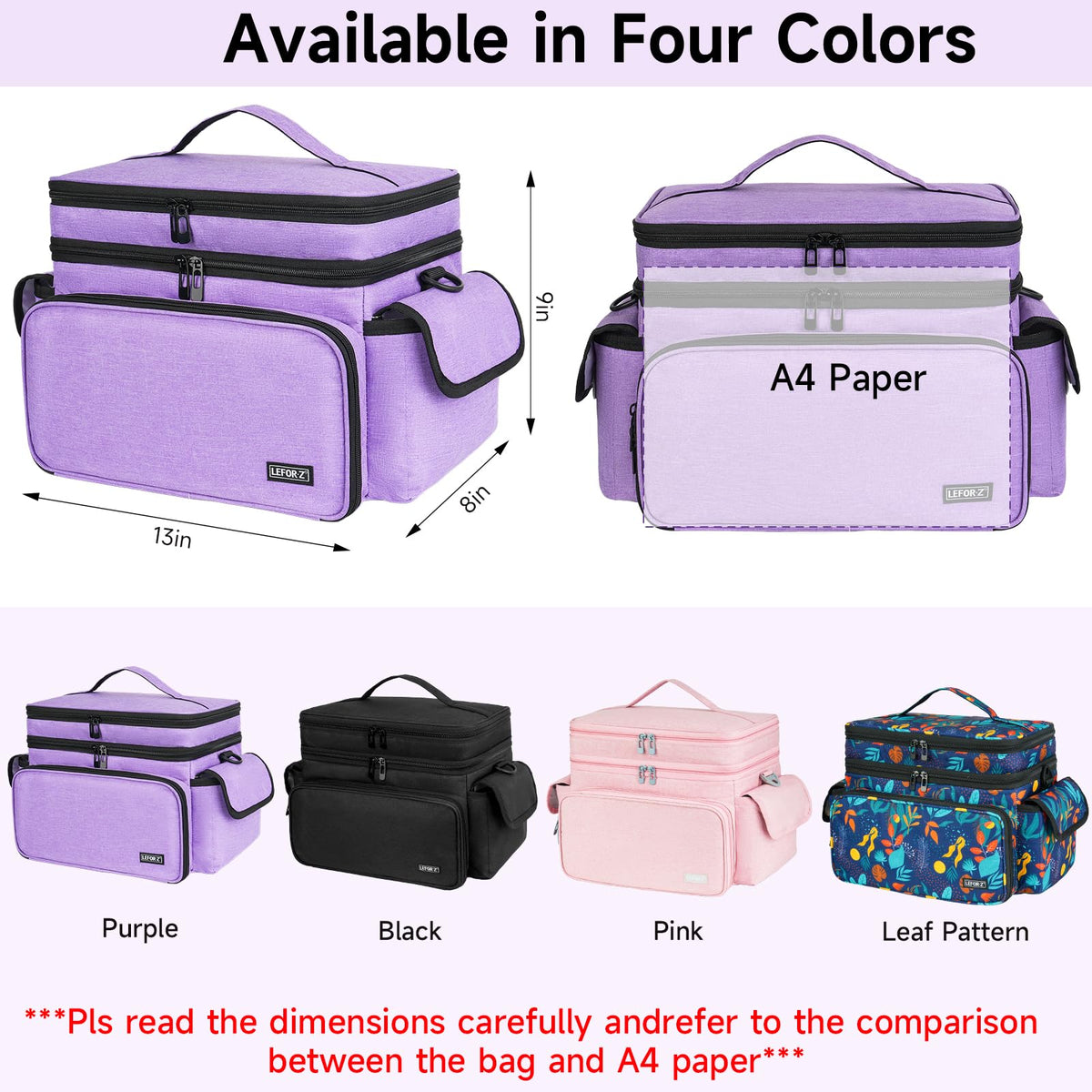 LEFOR·Z Large Sewing Supplies Organizer,Double-Layer Sewing Accessories Storage and Organizer Case Bag,Protable Travel Sewing Box Sewing Basket for Sewing Tools,Purple(Bag Only)