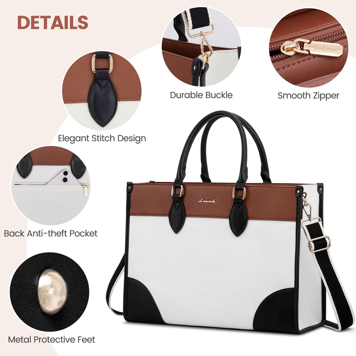 LOVEVOOK Laptop Bag for Women 15.6 lnch,Waterproof Laptops Tote Bags for Womens,Professional Work Bags for Women with Cup Holder,Large Laptop Purse Computer Briefcase Office Teacher Clutch Bag,2 PCS