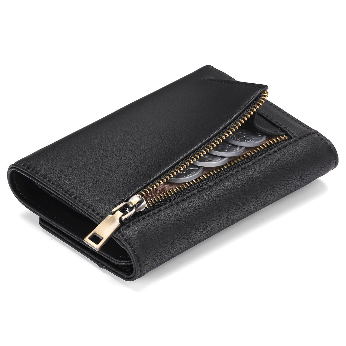 GAEKEAO Small Wallets for Women Leather RFID Blocking Trifold Ladies Wallets Credit Card Holder with Zipper Coin Pocket