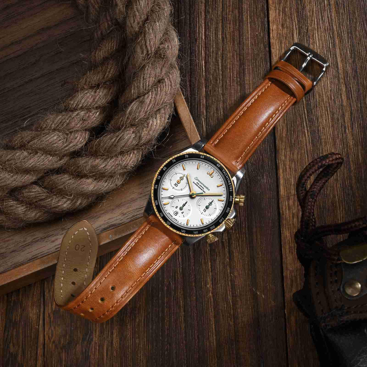 BISONSTRAP Retro Leather Watch Straps for Men, Oil Waxed Calfskin Replacement Band, Quick Release, 19mm, Toffee Brown (Silver Buckle)