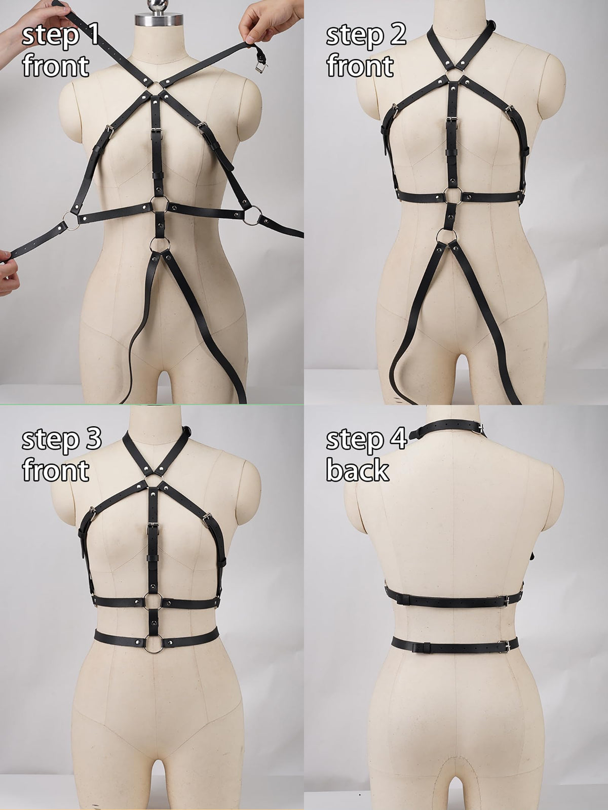 WARANDOD Punk Harness Belts for Woman Leather Chest Body Chain Belt Rave Halloween Accessories Belt Adjustable Gothic (Fit Waist 24.8-36 in)