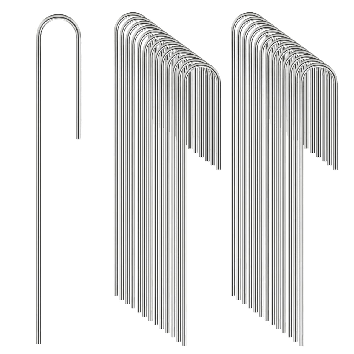 Odowalker 150 Pcs Irrigation Drip Tubing Landscape Staples, 5 Inch J Shape Garden Stakes, Loop Stake, Lawn Pins, Landscape Irrigation Stakes for Drip Tubing (Hold up to 1/2" Drip Tubing)