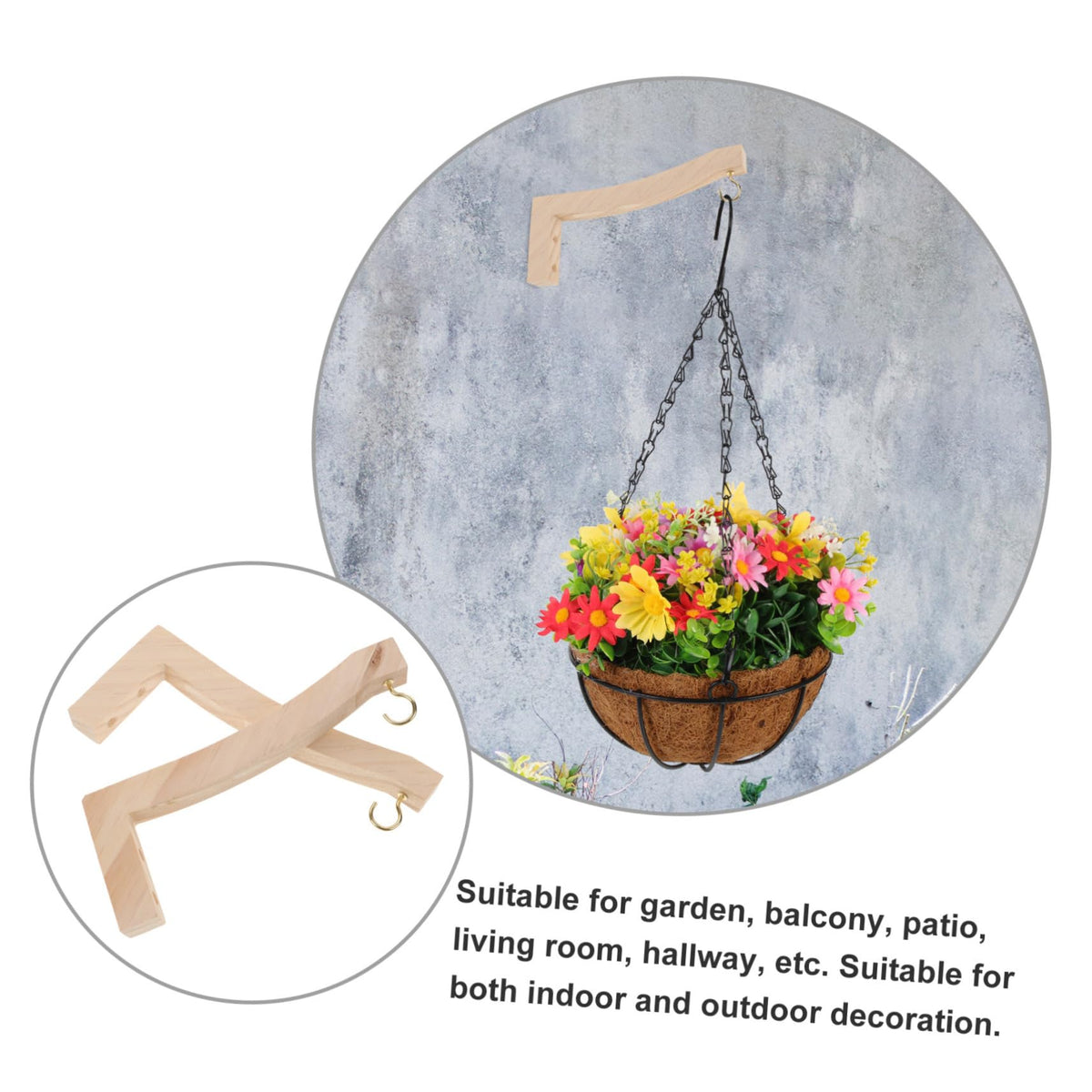 BESPORTBLE 2pcs Hanging Plant Hooks Wooden Plant Hanger for Indoor and Outdoor Decor Easy Install Wall-Mounted Bracket for Lanterns String Lights and Wind Chimes