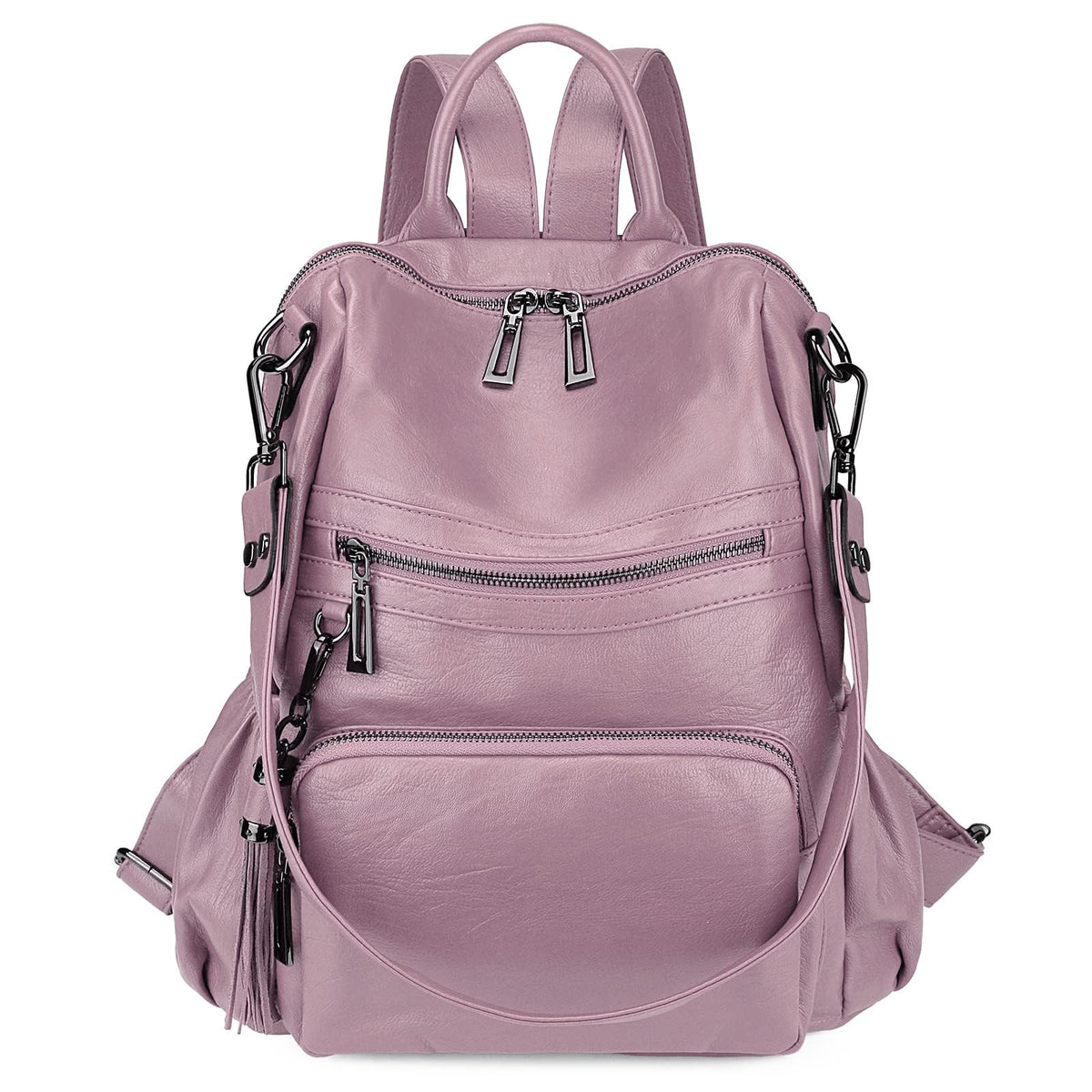 Uromee Travel Backpack Purse for Women Vegan Leather Ladies Fashion Tassel Shoulder Bag Convertible Black A