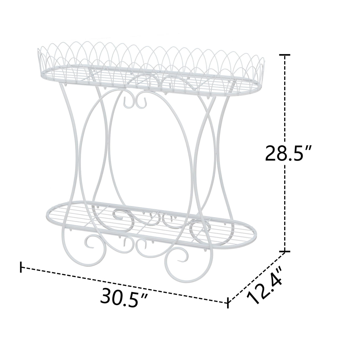 White Oval Plant Stand with Lattice Base, French Entryway Decor for Plants, Elegant Floor Flower Pot Holder Garden Decoration