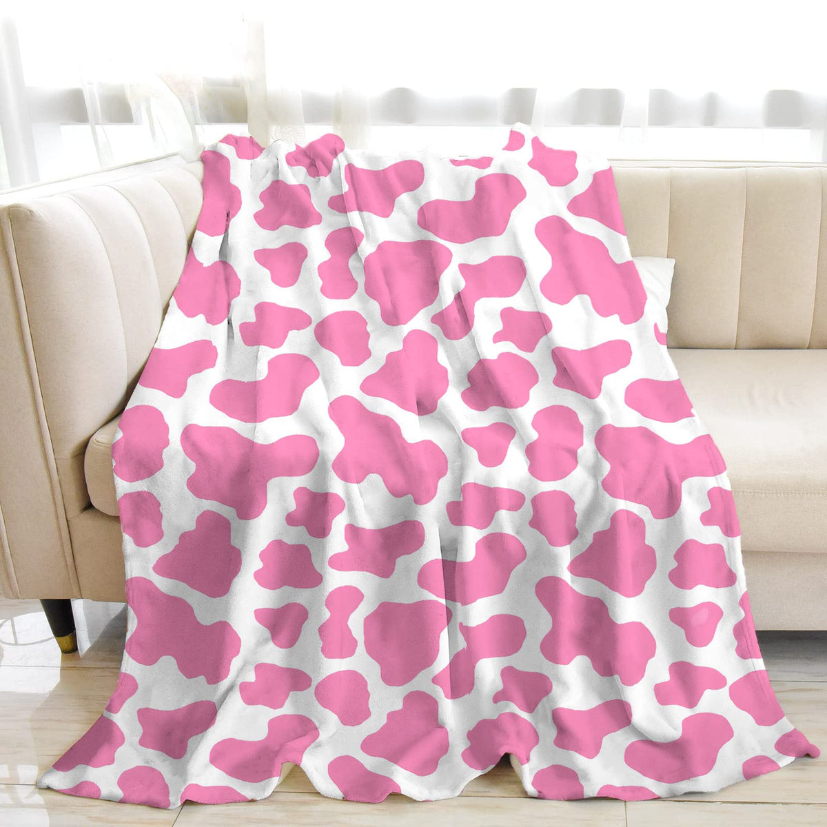 Pink Cow Print Blankets and Throws, Cute Blankets for Teen Girls, Cow Blanket for Adults, Cow Baby Blanket for Girls, Toddler Blanket for Kids, Cow Print Stuff for Women, Cow Gifts for Women 40"x 50"