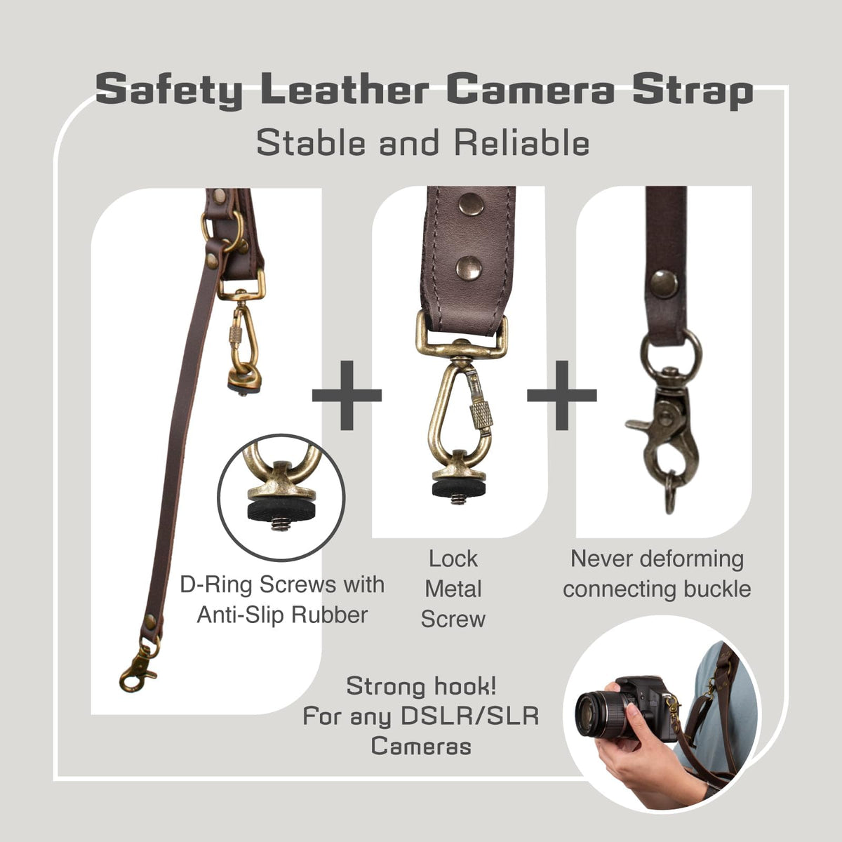4J LEDR Leather Camera Harness for One Camera,Single Leather Camera Strap for Photographers,Camera Shoulder Strap Camera Harness for Photographers Quick Release Gear DSLR,BROWN