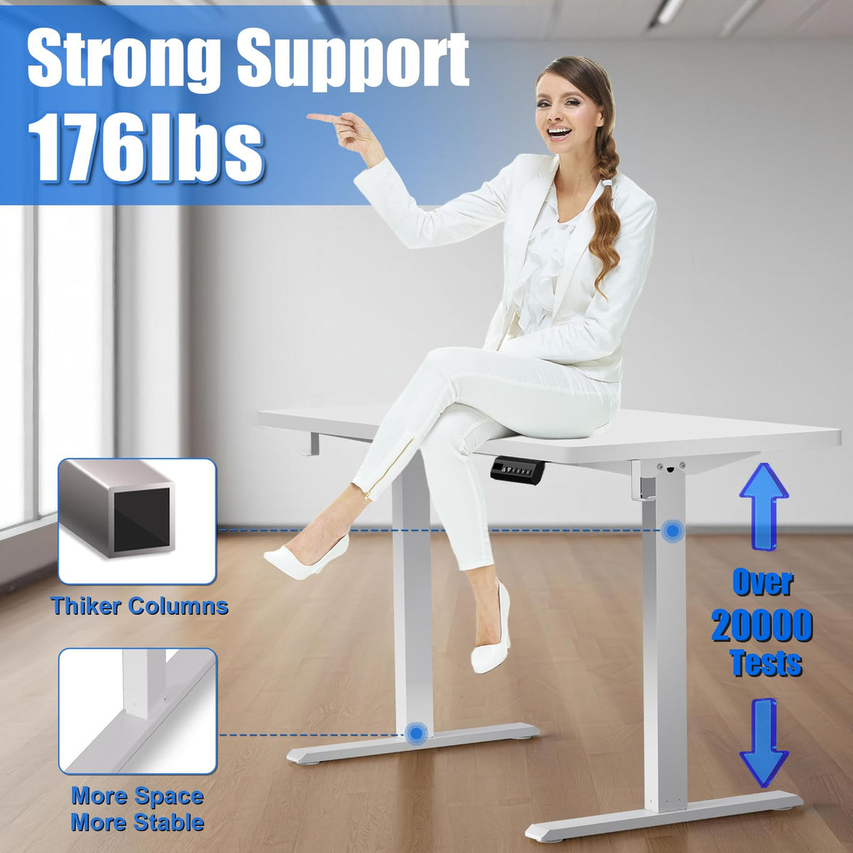 Whole Piece Standing Desk with Wheels Adjustable Height- Mobile Stand up Desk with Lockable Casters, Portable Sit Stand Desks Electric for Home & Office Workstation