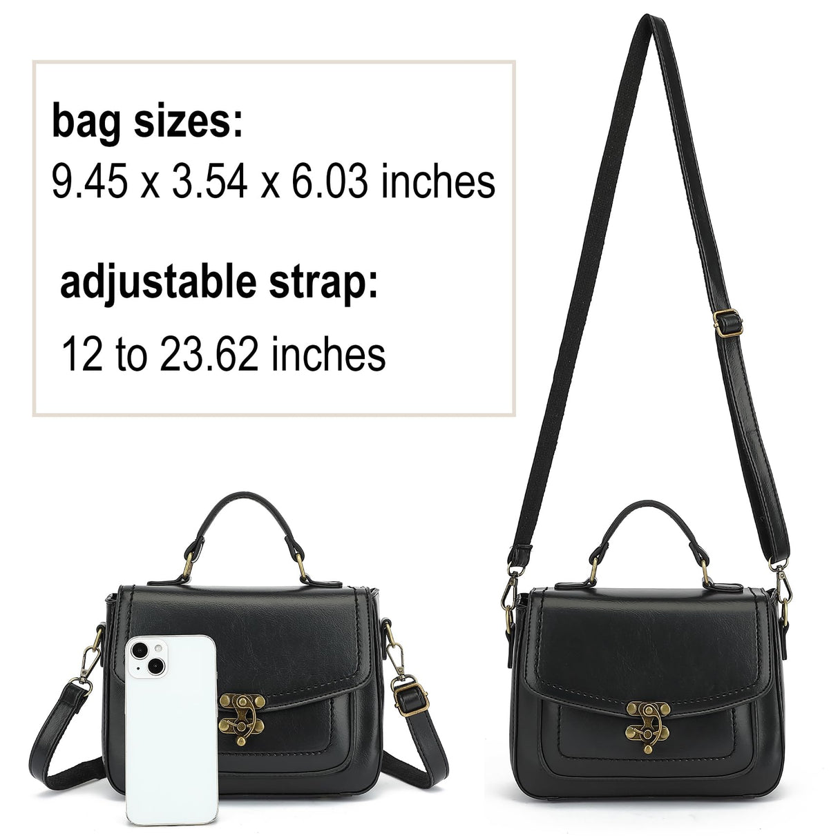 Vintage Crossbody Bags for Women Small PU Leather Satchel Purse Retro College Messenger Bag Top Handle Shoulder Handbag
