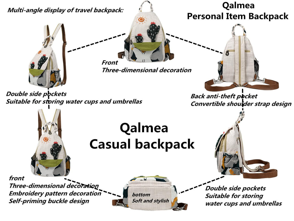 Qalmea Small Purse Small Backpack for Women Girl's Convertible Sling Bag Handmade Canvas Bags Casual Mini Backpack （Swallow Pattern）