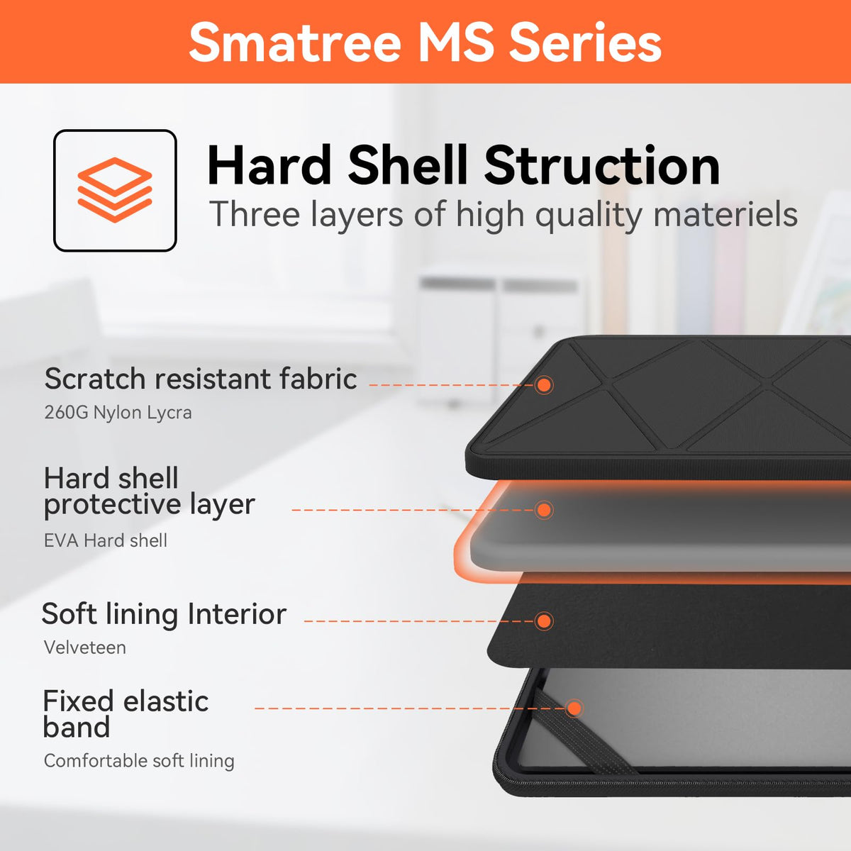 Smatree MS91 Hard EVA Protective Case with Stand Compatible for 16 inch DELL New Inspiron 16 2-in-1/16/16 Plus,for 16 inch Inspiron 16 Plus/16,for 16inch Latitude 7650/7640, 16inch Vostro 7620