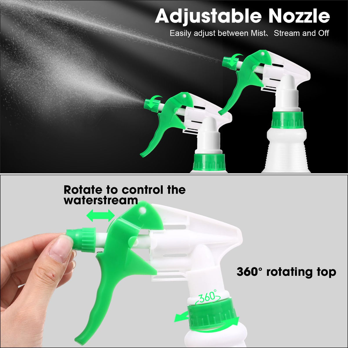 Eccliy 12 Pcs 16 Oz Plastic Spray Bottle, Adjustable Empty Reusable Sprayer for Cleaning, Planting, Water, Bathroom and Kitchen, BBQ, Commercial and Residential (Original,Green)