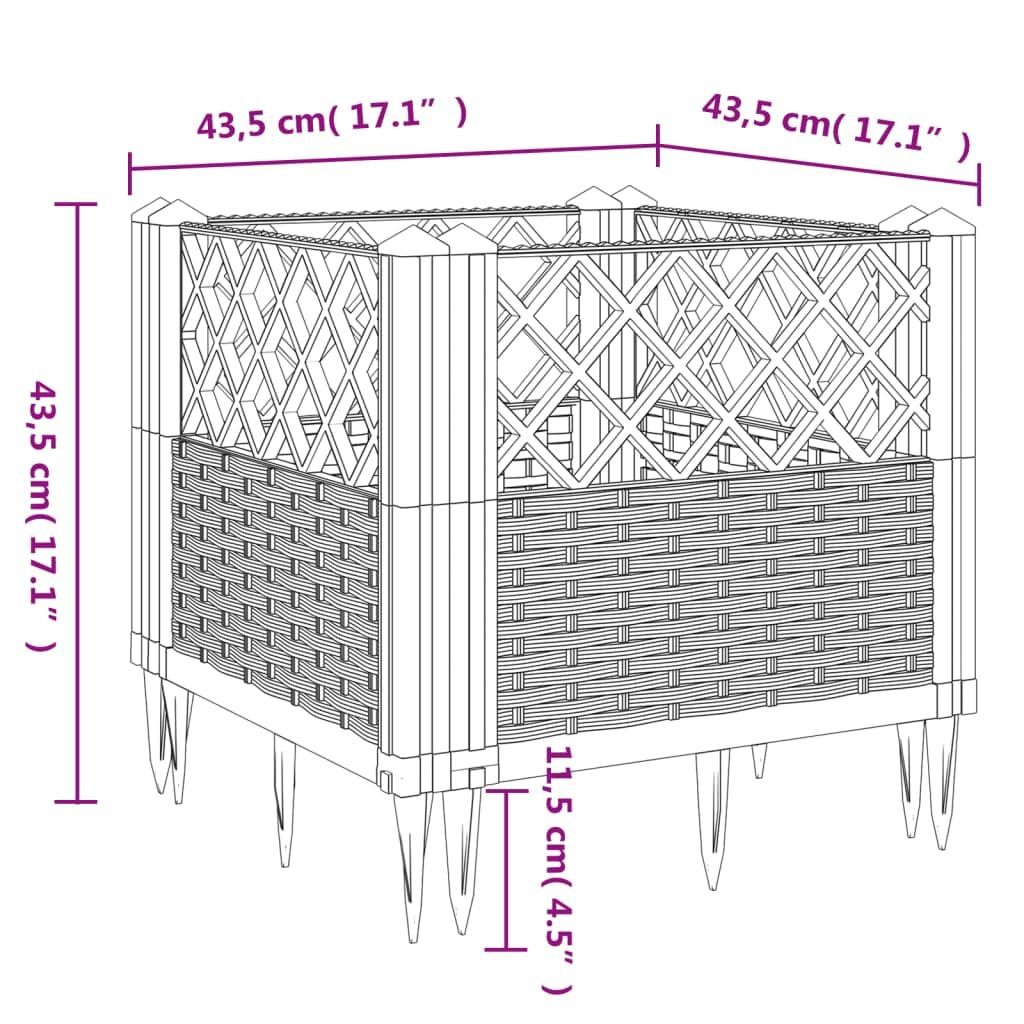ZXQVLMRS 17.1 Inch Square Garden Planter, Modular Outdoor Plant Pot with Basketweave Pattern, Durable Matte Black Flower Container for Patio, Balcony, and Terrace Decor