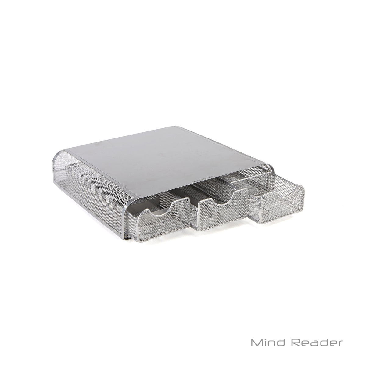 Mind Reader Perch Monitor Stand Desk Organizer, Silver Metal Mesh (Pack of 2)