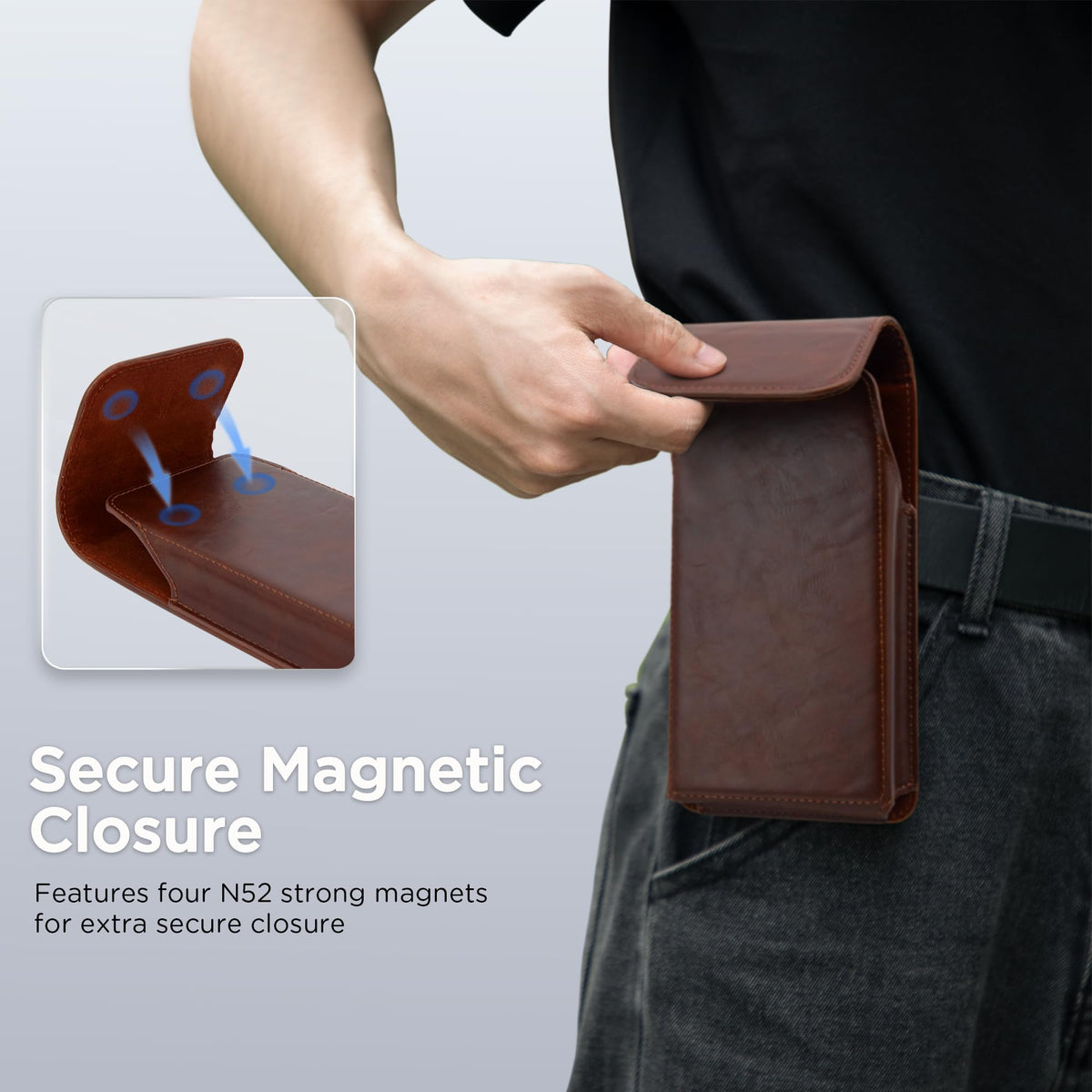 INGIDO Holster for Galaxy S25 Ultra S24 Ultra S23 Ultra 5G Note 20 Ultra 5G Note 10+ Plus 5G, Premium Leather Pouch with Belt Clip Phone Holster Belt Case, Coffee -XL