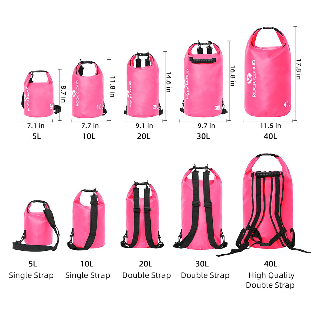 ROCK CLOUD Dry Bag Waterproof 20L Dry Sack for Kayaking Rafting Boating Beach Surfing Swimming Canoe Camping Hiking Fishing Ski