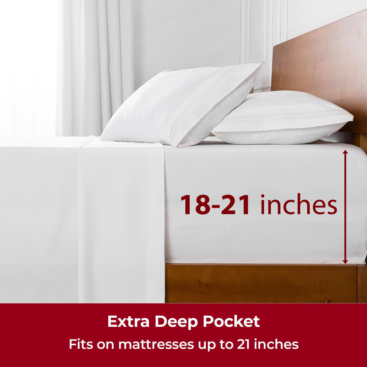 Mellanni Extra Deep Queen Sheets - 4 PC Iconic Collection Bedding - Hotel Luxury, Ultra Soft, Cooling Bed Sheets - Wrinkle, Fade, Stain Resistant (Queen, White)