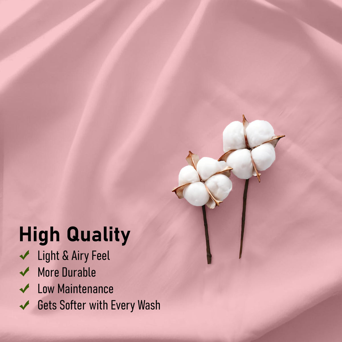 RUVANTI 100% Cotton Percale Sheets King Size – Crisp Cooling Bed Sheets for Hot Sleepers, Deep Pocket 16”, Soft Breathable & Durable Hotel-Style 4 Piece Set, Bridal Rose
