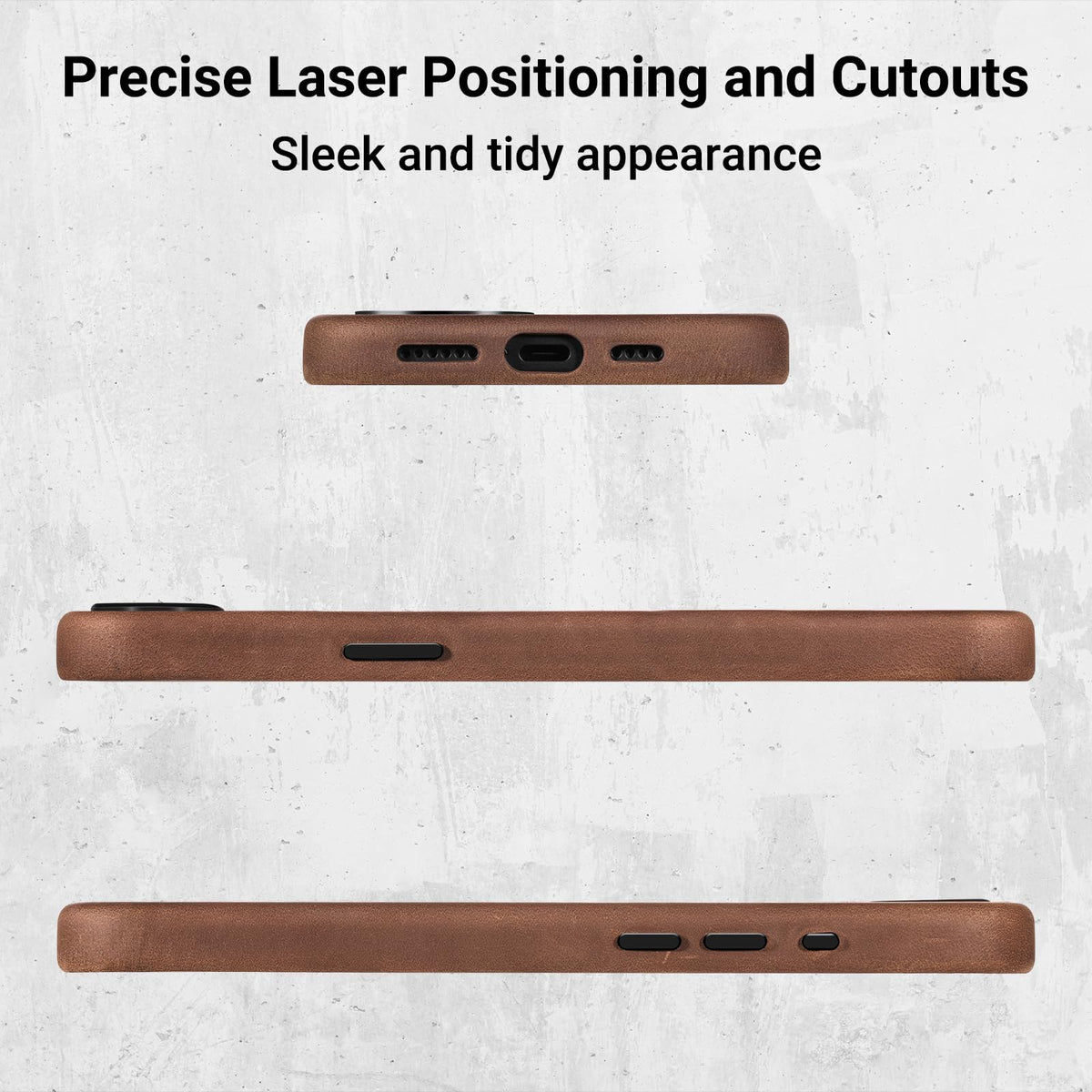 Belemay Handcrafted Crazy Horse Leather Case for iPhone 17e / iPhone 16e, Compatible with MagSafe, Vintage Aesthetic, Two-Tone Effect, Unique Patina, Metal Buttons Cover (6.1"), Vintage Brown
