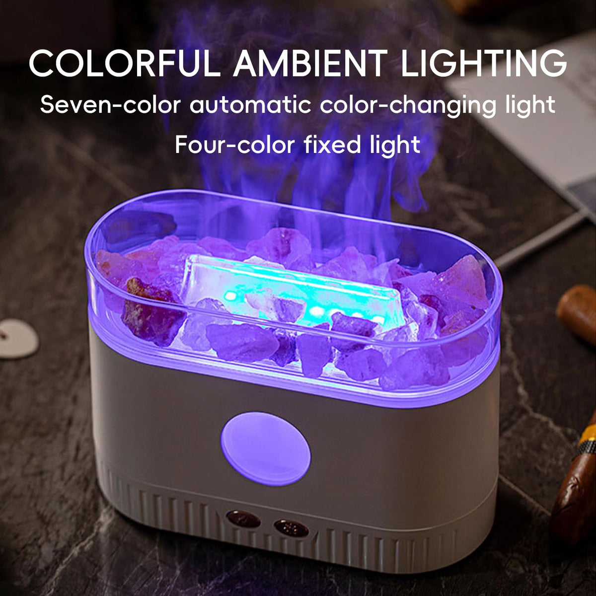 YALEDI Aromatherapy Essential Oil Diffuser, 3-in-1 Himalayan Salt Lamp Diffuser with 7 Color Lights, 200ml Ultrasonic Cool Mist Humidifier for Home Bedroom Yoga, Himalayan Pink Salt Therapy (Black)
