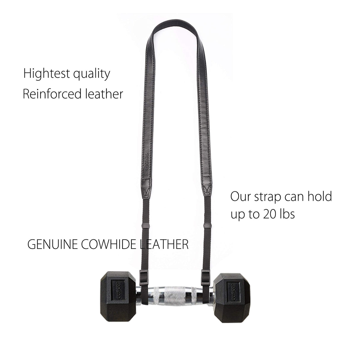 CANPIS CP008 Leather Camera Shoulder Neck Strap compatible with Canon Nikon Leica Fuji Sony Olympus etc. Black Color, Adjustable Length, Slim with Flocking Comfortable Pad