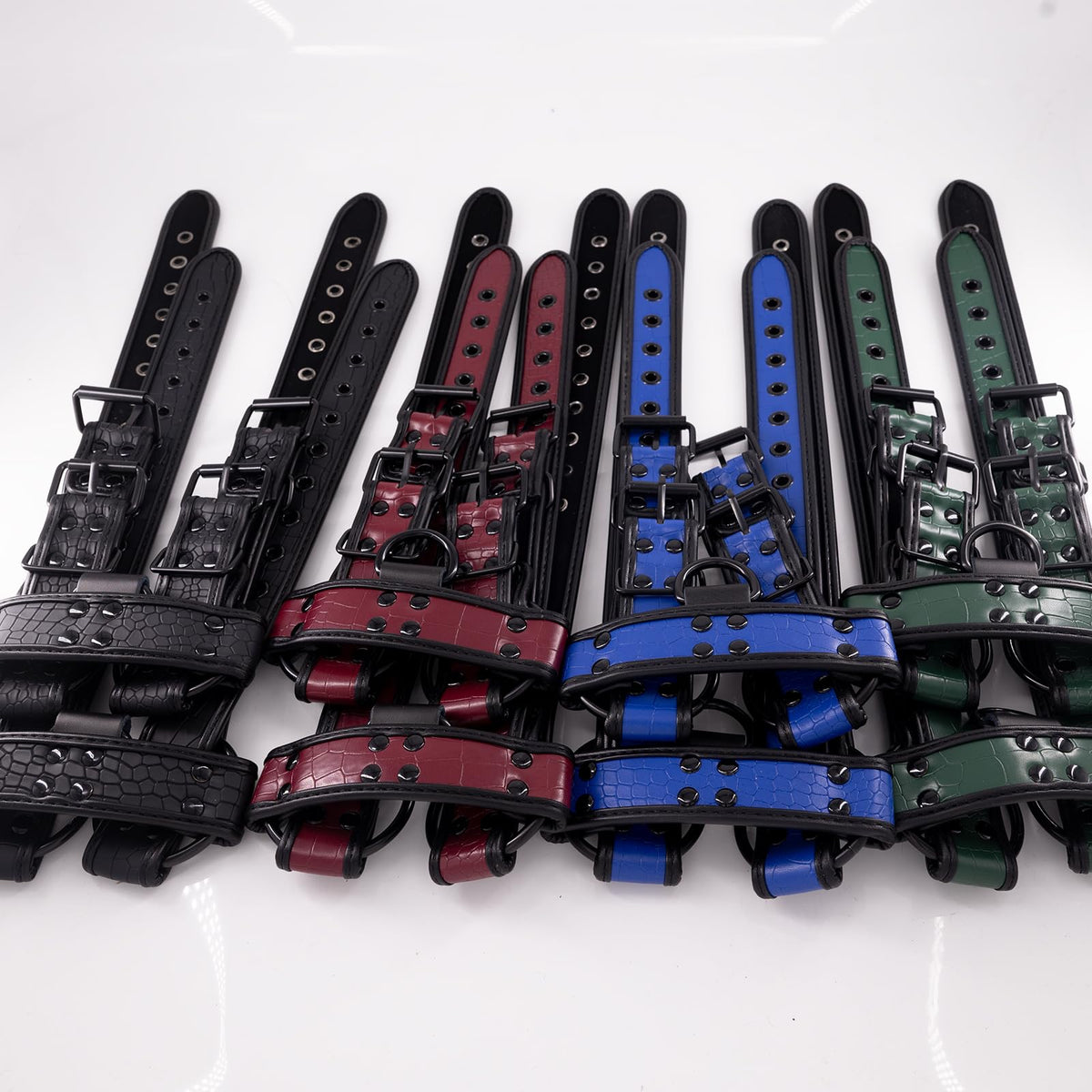 ZZRBVFH Men's PU Leather Body Harness with Crocodile Texture - Adjustable Fitness Vest for Gym, Motorcycle - Black/Red/Green/Blue (Blue)
