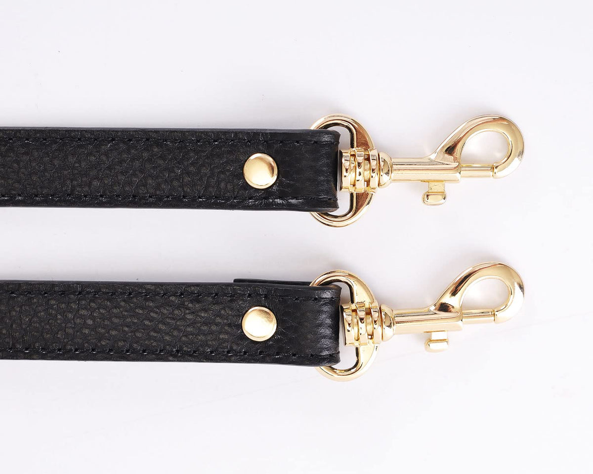 VanEnjoy Pair Full Grain Leather Replacement Strap for Handbags Purse Bags-26“Long,0.71" Wide (Black) (Black)