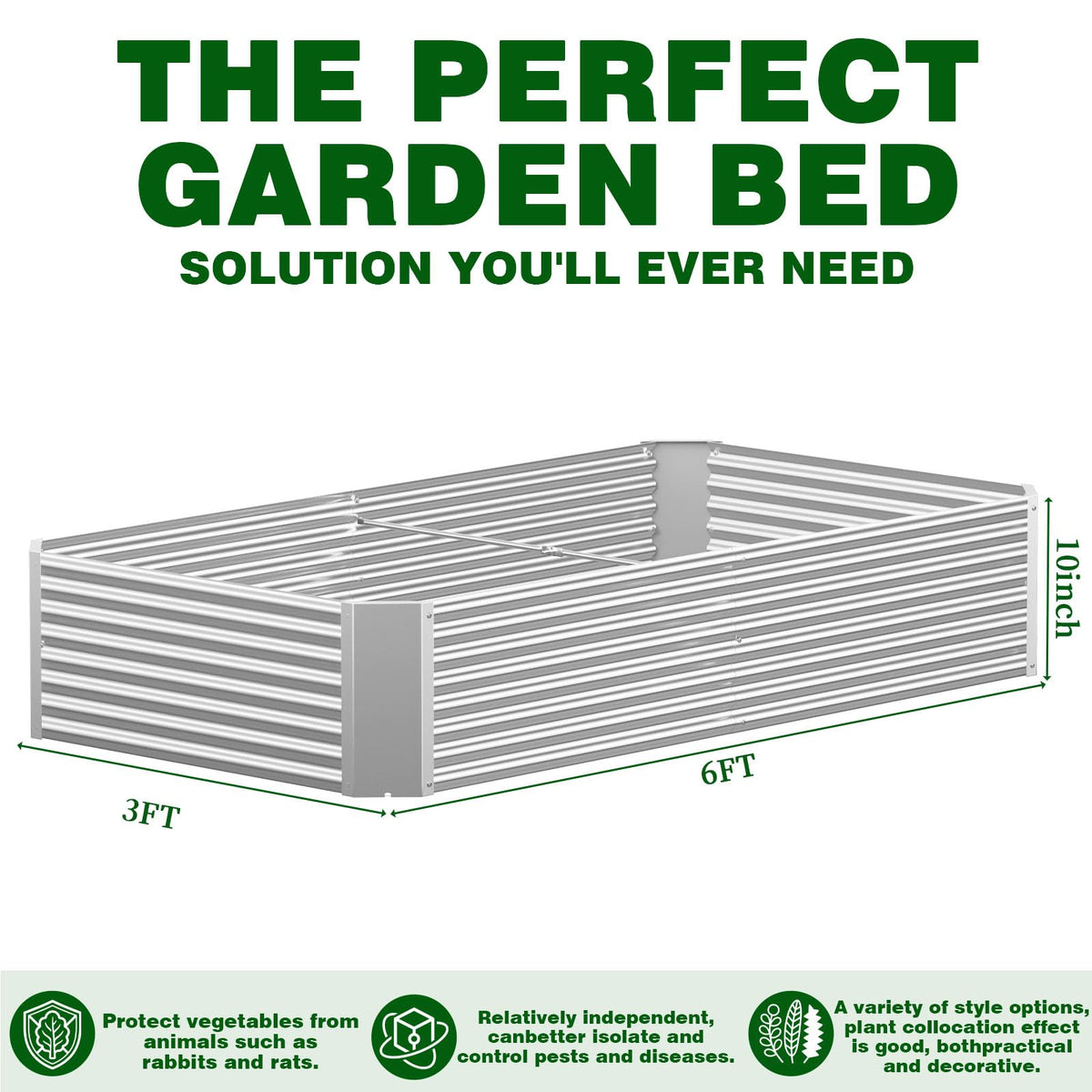 Annzoe 3 Pcs 6 x 3 FT Galvanized Steel Raised Garden Bed, Spacious Outdoor Planter Box with Corrosion-Resistant Finish, Perfect for Vegetables and Herbs in Any Season