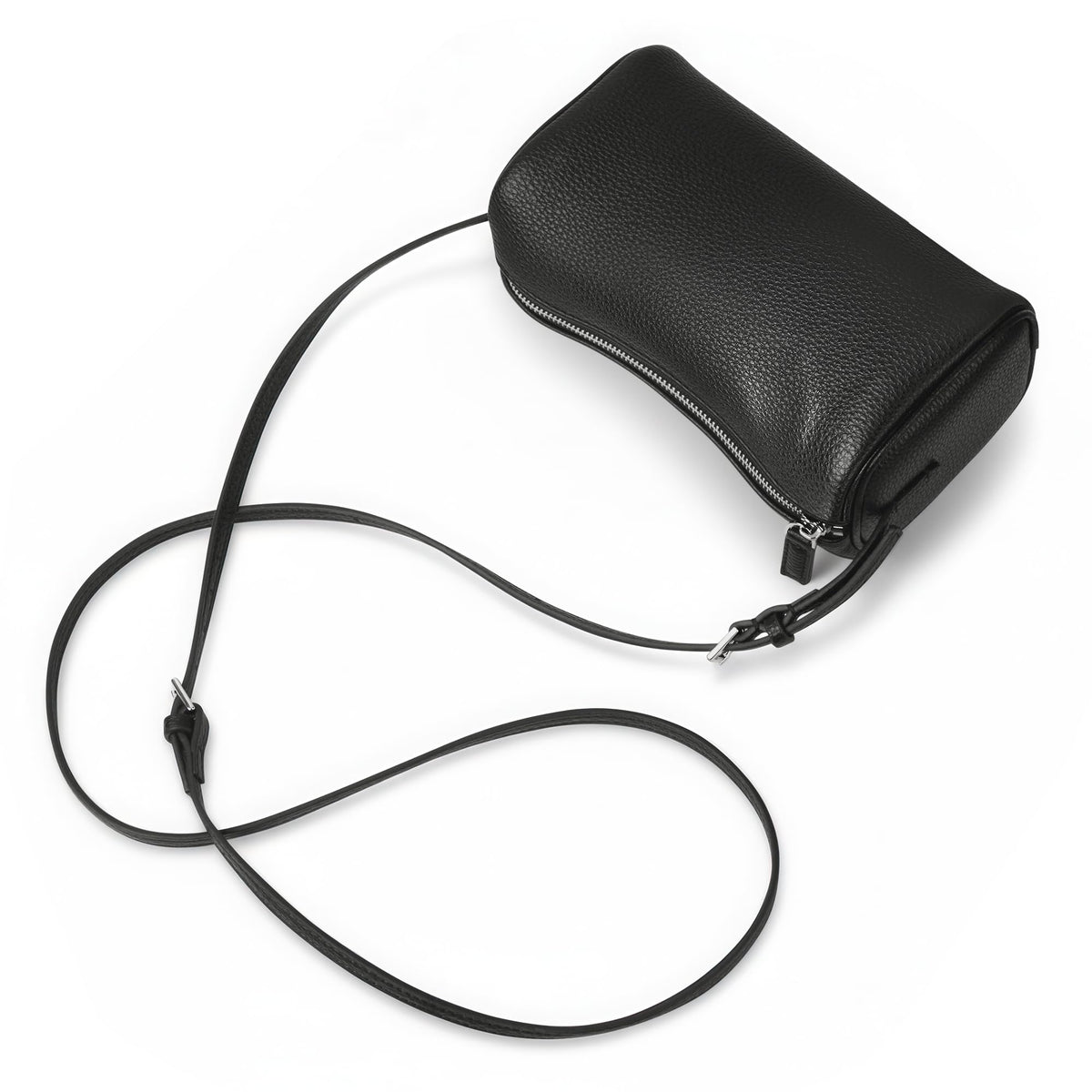 Hobo Crossbody Bags For Women,Vegan Leather Barrel Bag For Ladies,Designer Mini Pruse With Adjustable Strap,Black