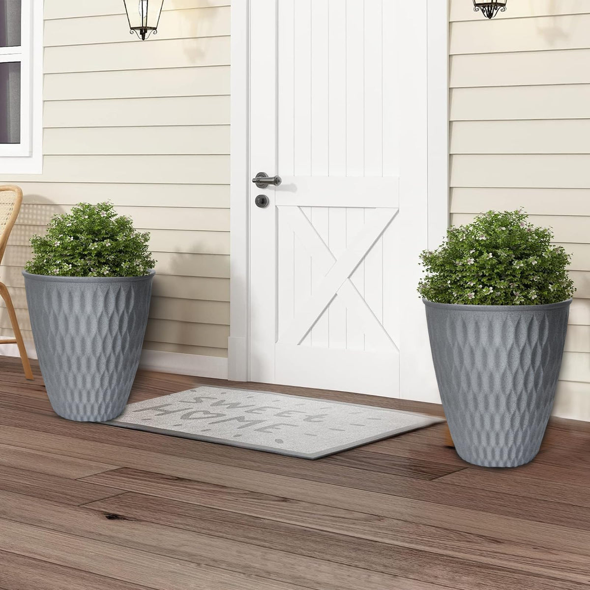 WEICHENGXING 13 Inch Large Plant Pot, 2Pack Big Planter, Matte Grey Durable Lightweight Flower Pot Garden Containers for Indoor and Outdoor Plants, Porch, Patio, Backyard, Room & Office Décor